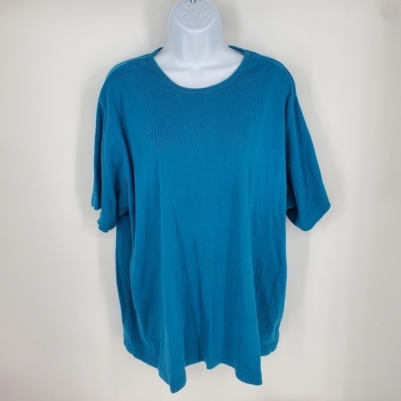 Basic Editions Plus Women Short Sleeve Shirt 3X Blue - Picture 6 of 6